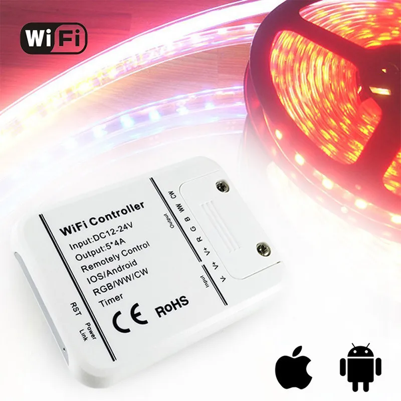 DC12-24V 4A* 5CH RGB/WW/CW Светодиодный wifi контроллер IOS Android Smart Link таймер управление музыкой rgb управление Лер