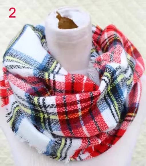 Зимний акриловый шарф-петля в стиле тартана шарф-накидка клеточку модный шарф