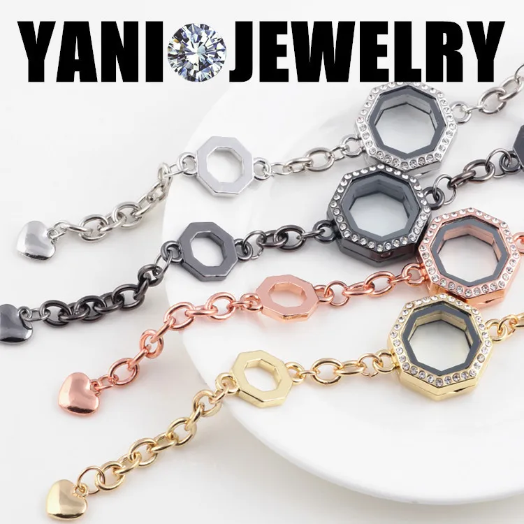 5 шт./лот новый ромб плавающий медальон браслет браслеты открытый стеклянный