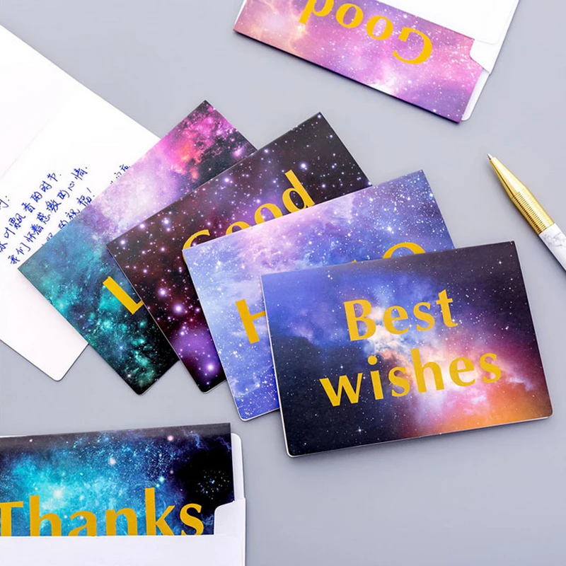 Starry sky English blessing postcard greeting card christmas birthday gift cards |
