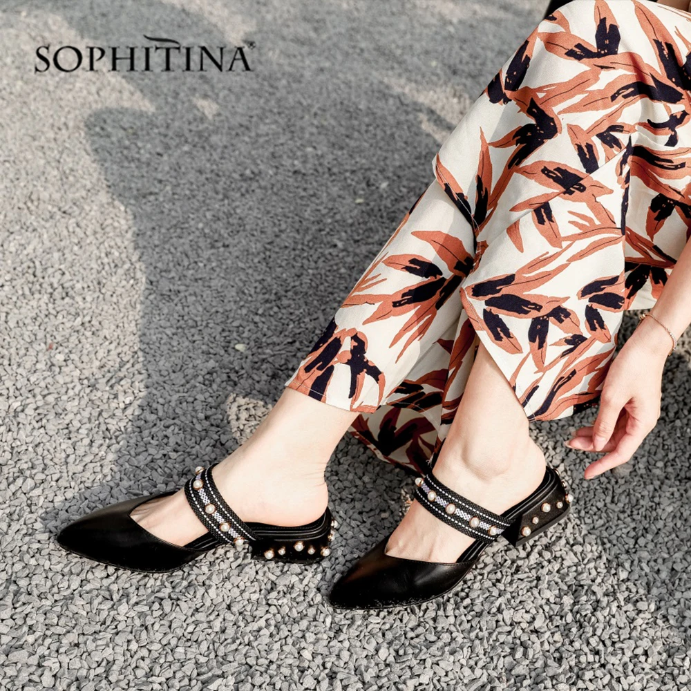 SOPHITINA/Новинка стильные высококачественные женские шлепанцы из натуральной кожи