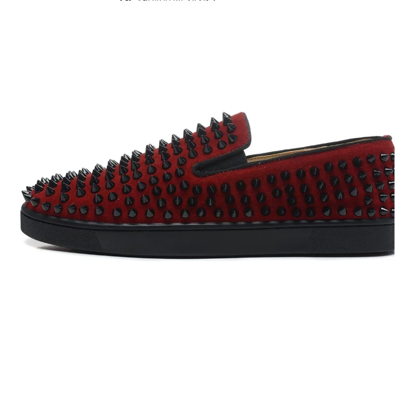 designer spikes men shoes Rivets Luxury Brand leather Mens Loafers Red bottom sneakers Slip on High Quality trainers | Обувь