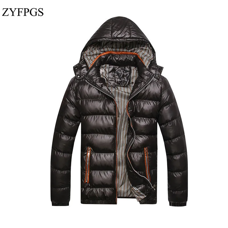 ZYFPGS 2018 Solid Hooded Men's Casual Winter Jackets Coats Thick Parkas Thermal Slim Fit Brand Parka Clothes 923 | Мужская одежда