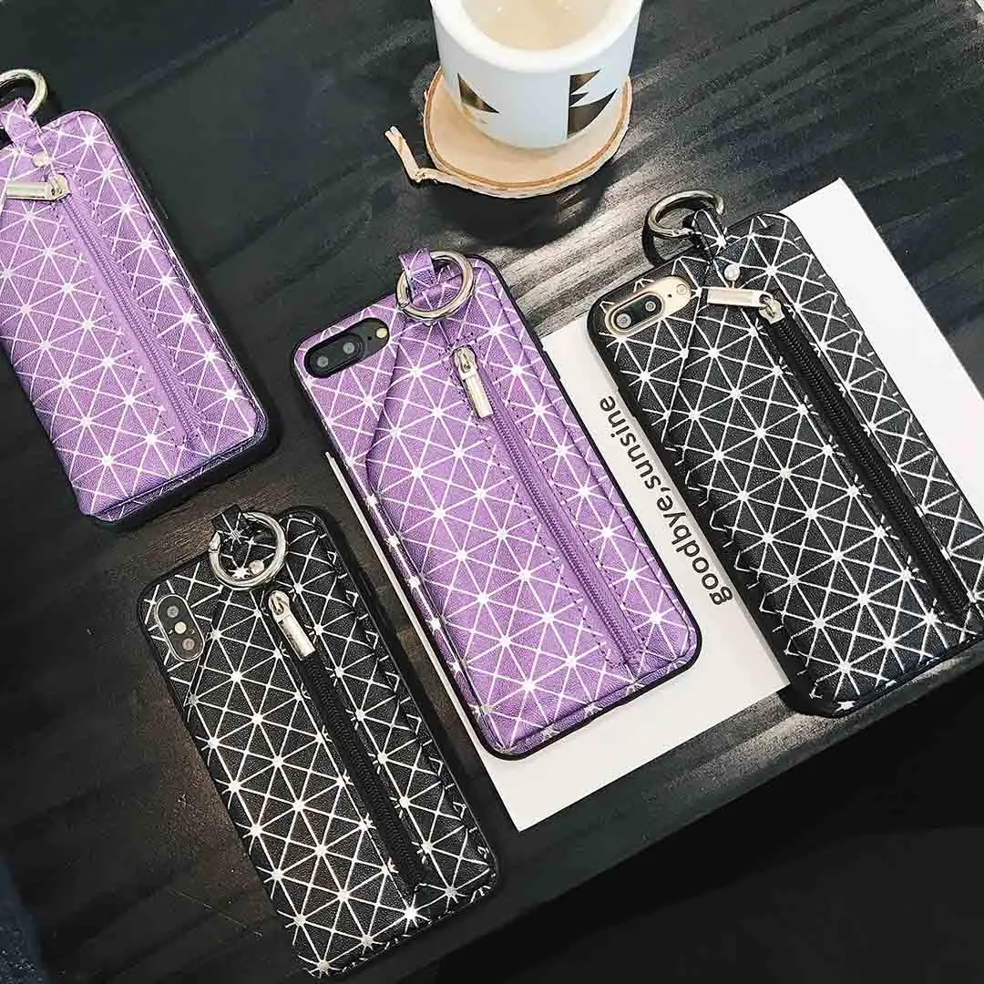 Модные глянцевые клетчатый бумажник чехол для телефона iPhone 6 S 7 8 Plus X блестящие