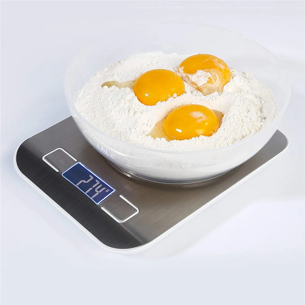 

5KGg/1g Precise Digital Kitchen Scales LED Display Weight Scale Stainless Steel Food Cooking Electronic Scale Libra