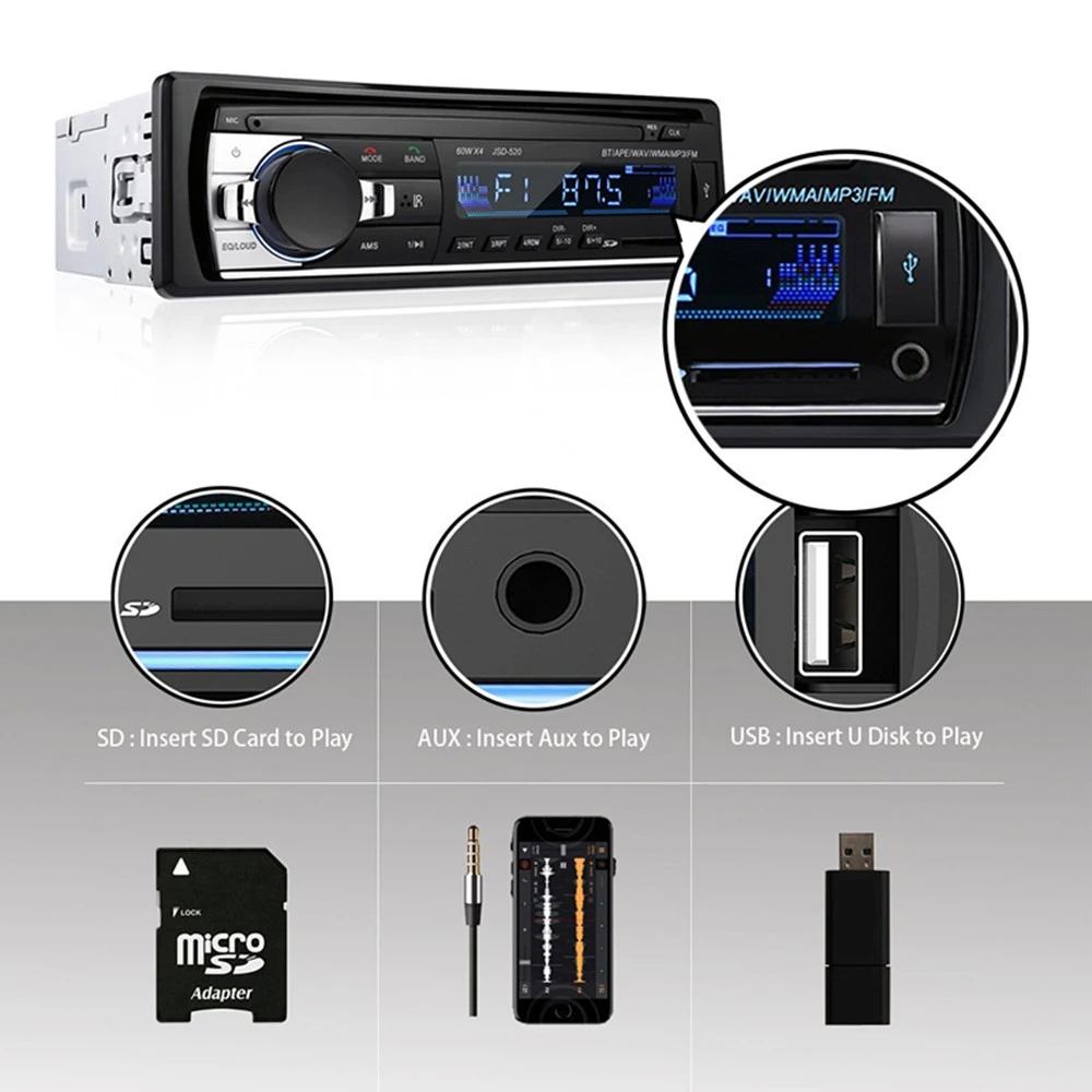 12 В Авторадио 1 din стерео сабвуфер Bluetooth Hands free вызовы мультимедиа MP3 плеер для Pioneer