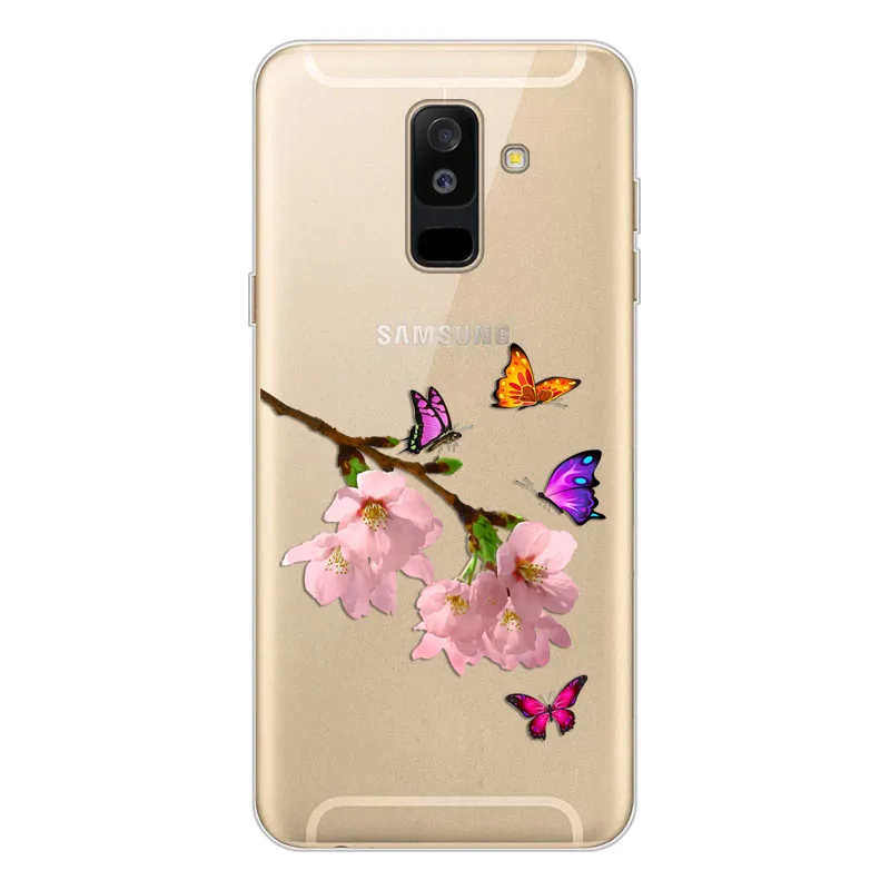 Чехол для samsung Galaxy A6 SM A600, мягкий силиконовый чехол из ТПУ с принтом, чехол на заднюю панель samsung A6 Plus capa A605 A605F, чехол для телефона s