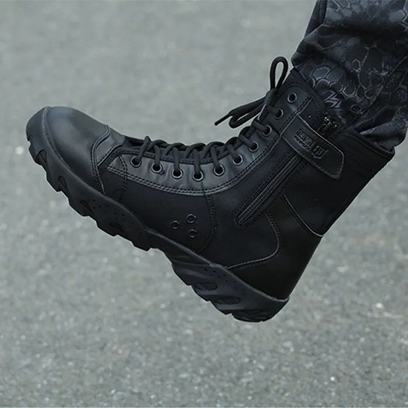 Мужские армейские ботинки легкие сетчатые тактические черные военные