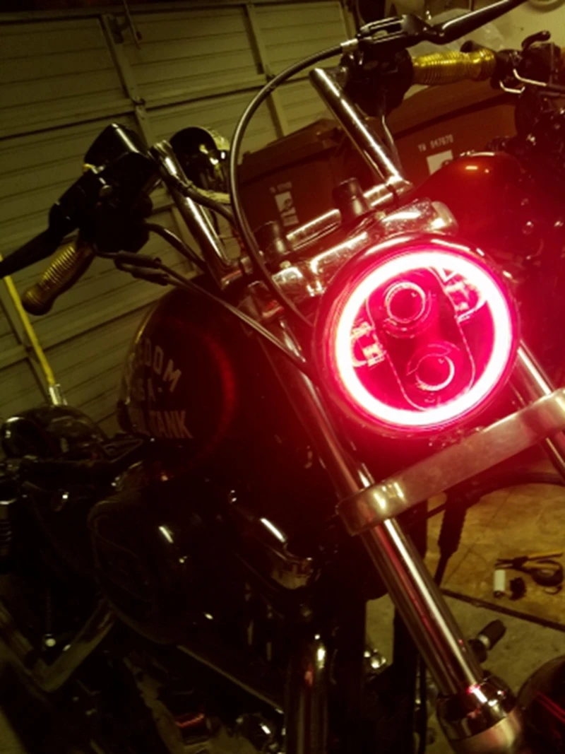 Yait 5,75 дюймов светодиодные фары halo Кольцо Белый DRL Ангел глаз для Sportster Touring-Super Glide Dyna 5 3/" Led