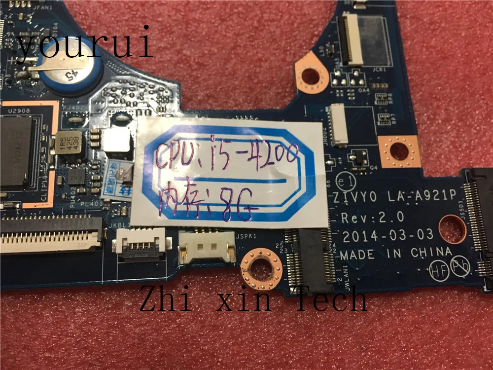 yourui high quality for lenovo yoga 2 13 laptop motherboard zivy0 la a921p with i5 4200u cpu 8gb ram fully test work perfect free global shipping