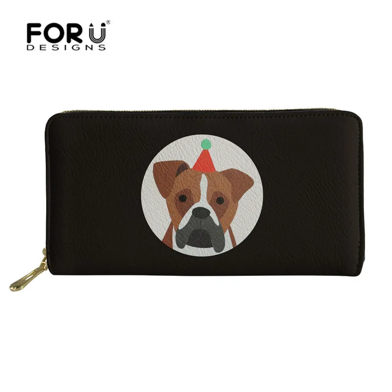 FORUDESIGNS/Пользовательские изображения Рождество боксер собака дамы кошелек женский кожаный кошелек многофункциональный женский бумажник с застежкой молнией сумка для денег - Цвет: XM2336Z21