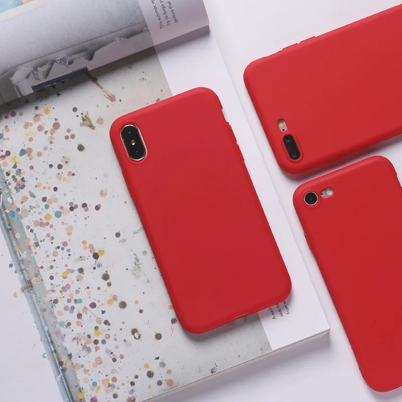 Простой матовый Силиконовый чехол для iPhone 7 6 6s 8 Plus Одноцветный мягкий из ТПУ X XR XS