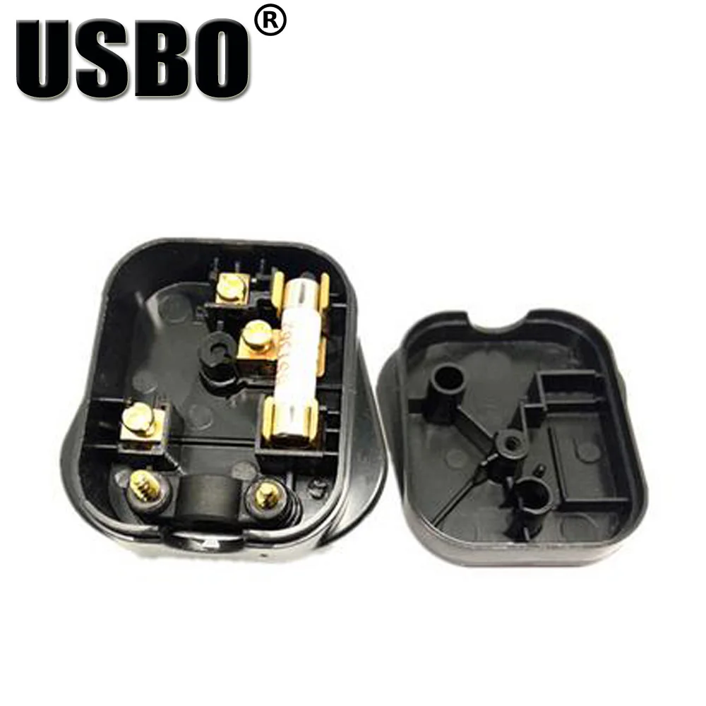 

Black white copper 250v 13A UK universal detachable wiring adaptor plug British standard 3 pins industry wiring socket with fuse