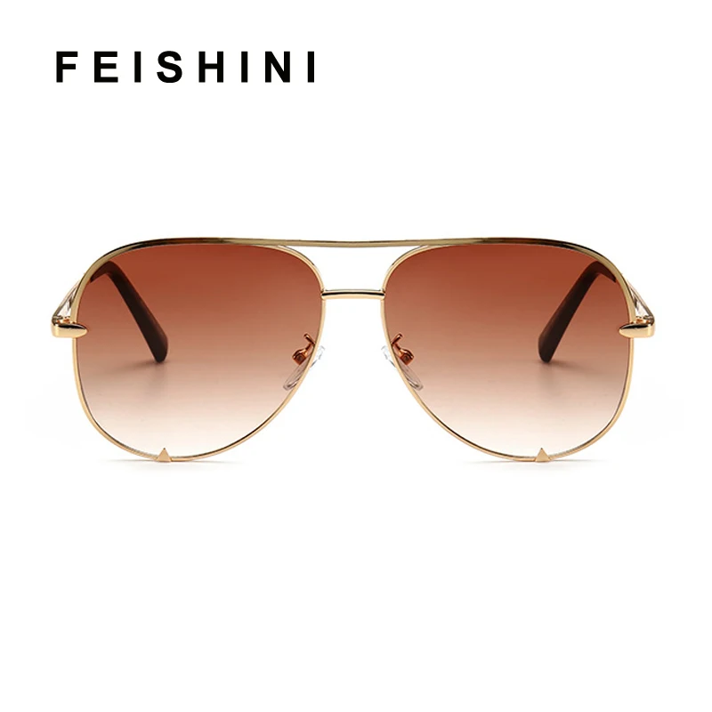 FEISHINI модный серебряное зеркало круглые металлические солнцезащитные очки для