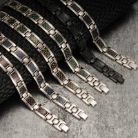 vinterly pure titanium magnetic bracelet men black carbon fiber charms men bracelet health energy germanium hologram bracelets