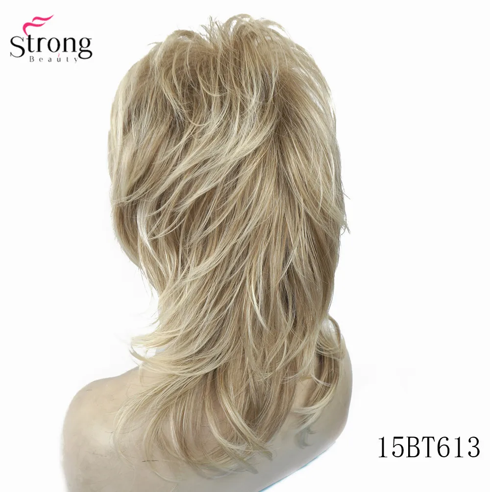 StrongBeauty синтетические парики для женщин натуральные волосы Омбре блонд/коричневый выделяет Средний кудрявый слоистый монолитным парики Косплей