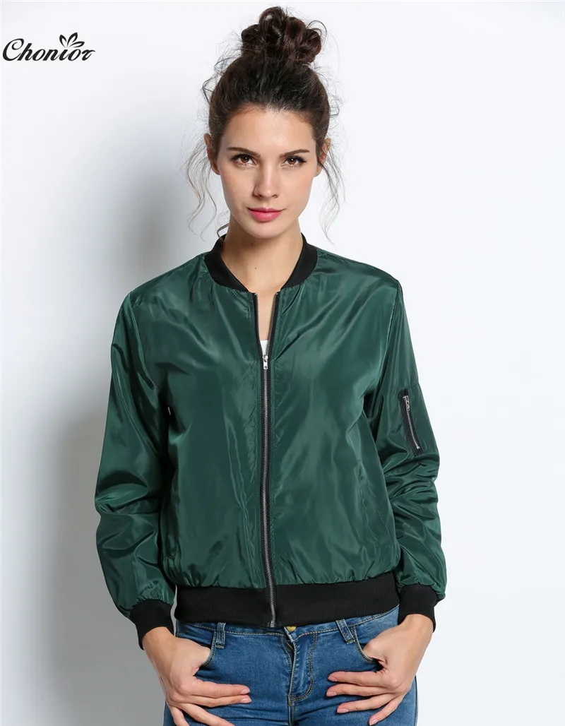 2016 Autumn Fashion Bomber Jacket Women Long Sleeve Basic Coats Casual Thin Slim Outerwear Short MA1 Pilot Jackets | Женская одежда