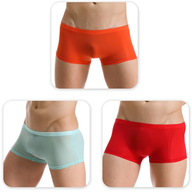 Silk Boxer Underwear Нижнее белье для мужчин, фирменные Прозрачные Боксеры из эластана, шелковые, Sous Vete, для мужчин, t Homme, слипы, сексуальные, горячие, мужские с низкой посадкой, нижнее белье - Цвет: Silk Boxer Underwear