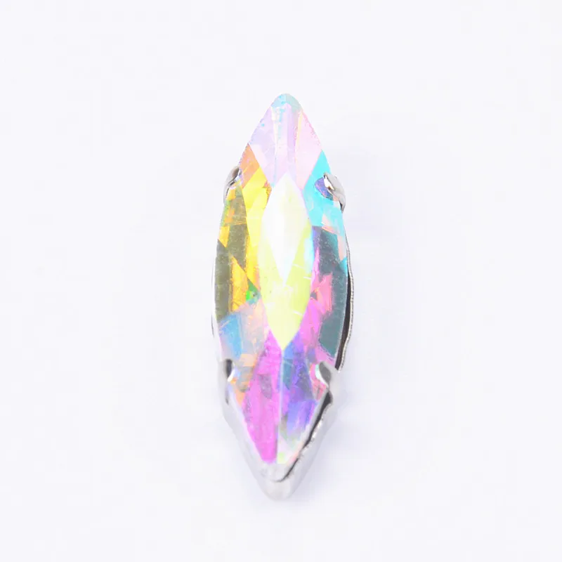 С украшением в виде кристаллов 10*35 мм лошадь глаз 10 шт./упак. супер флэш-стекло, цепочки с кристаллами с серебрянной акантовкой, пришить коготь стразы, оборудование для изготовления аксессуаров для одежды - Цвет: AB color