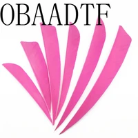 100pcs pink high quality water drop shield cut hunting shooting shape real feather archery bow arrow feathers vanes