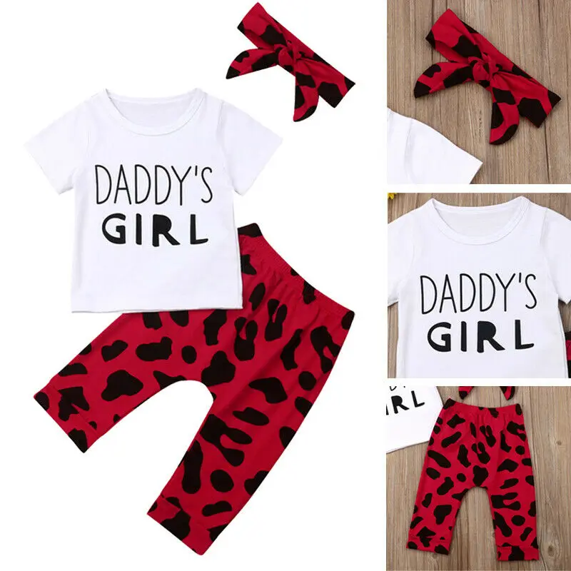 Комплект одежды из 3 предметов для новорожденных футболка + леопардовые штаны