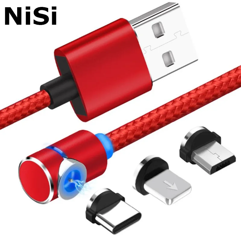 1 м 2 L-образный магнитный кабель IOS/Micro USB/Type C для iPhone Samsung Xiaomi Huawei круглый