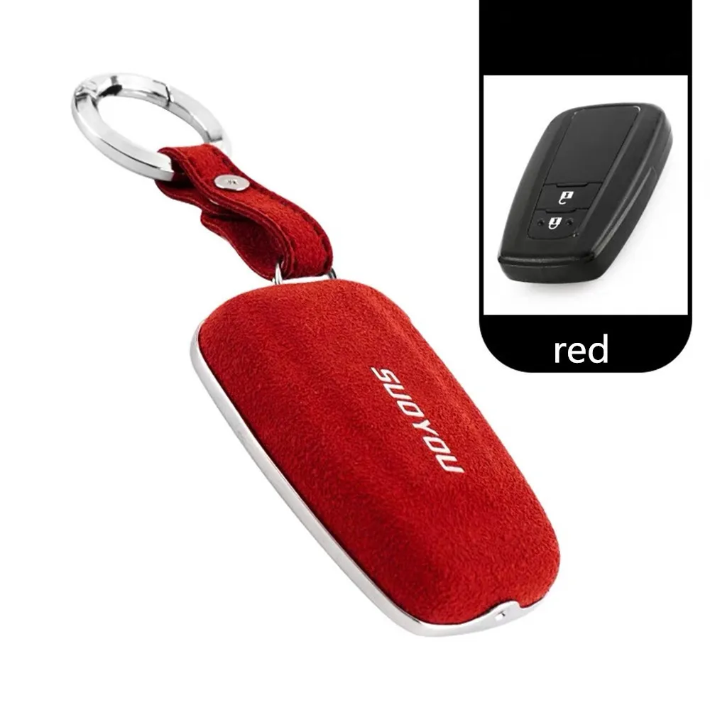 red Натуральная кожа оцинкованная брелок для автомобильных ключей, чехол для ключей для Toyota Camry ЧР CH-R Prius Corolla RAV4 умные клавиши стайлинга автомобилей - Название цвета: red