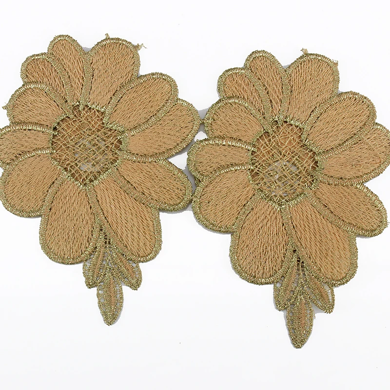 5 ярдов золотая металлическая 3D вышитая кружевная аппликация Венецианский мотив