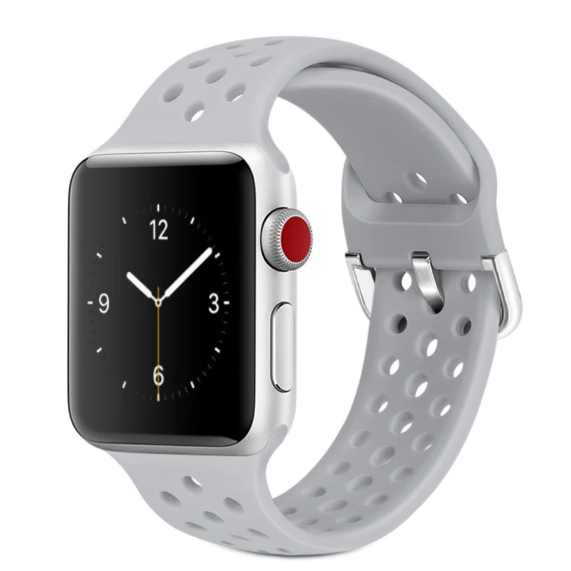 Совместимый резиновый ремешок для Apple Watch 4 5 40 мм 44 мм мягкий силиконовый спортивный дышащий ремешок для iWatch серии 5 4 3 2 1 38 мм 42 мм - Цвет ремешка: Color 21
