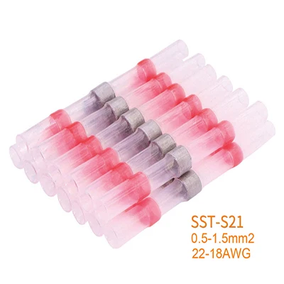 SST-S21 50 шт. SST-S11 SST-S21 S31 S41 термоусадочная Стыковая проволока соединители водонепроницаемый Луженая Медь припой уплотнение изолированные клеммы комплект - Цвет: SST-S21