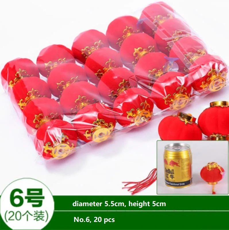 No.6 20 pcs 1 упаковка красный фонарь Флокирование Декор подвесной балкон открытый китайский новогодний Весенний фестиваль Свадебные Поставки орнамент - Цвет: No.6 20 pcs