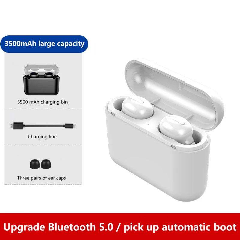 No digital display 3D стерео звук Bluetooth V5.0 наушники Портативный TWS Беспроводной сенсорный вкладыши с зарядом Чехол спортивные бас гарнитура Авто Мощность ВКЛ/ВЫКЛ - Цвет: No digital display