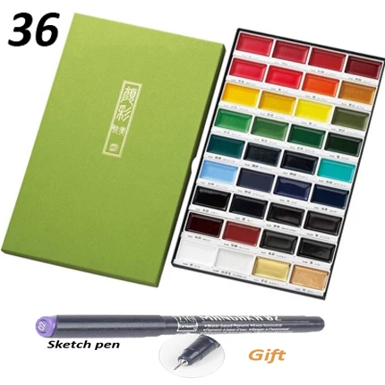Basics 36lcolor ZIG Kuretake пигмент Gansai Tambi Акварельная краска Звездная/жемчужная/драгоценные камни цвета японский твердый пигмент для рисования товары для рукоделия - Цвет: Basics 36lcolor