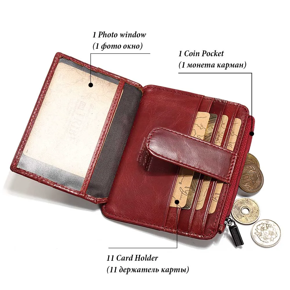 KAVIS 100% держатель для карт из натуральной кожи на молнии женские модные кошельки ID