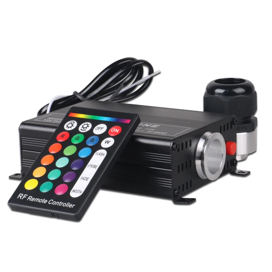 ALIEN RGB 16 Вт Светодиодный светильник из оптического волокна двигатель мерцающий светильник s генератор оптического волокна драйвер с 24 ключ RF пульт дистанционного управления светильник ing