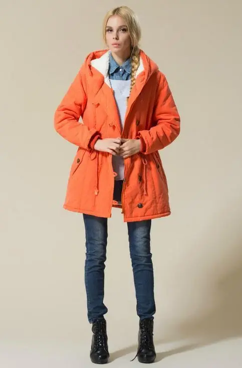 

2018 winter new women large size women thick padded lambs wool coat and long sections Hooded padded coat