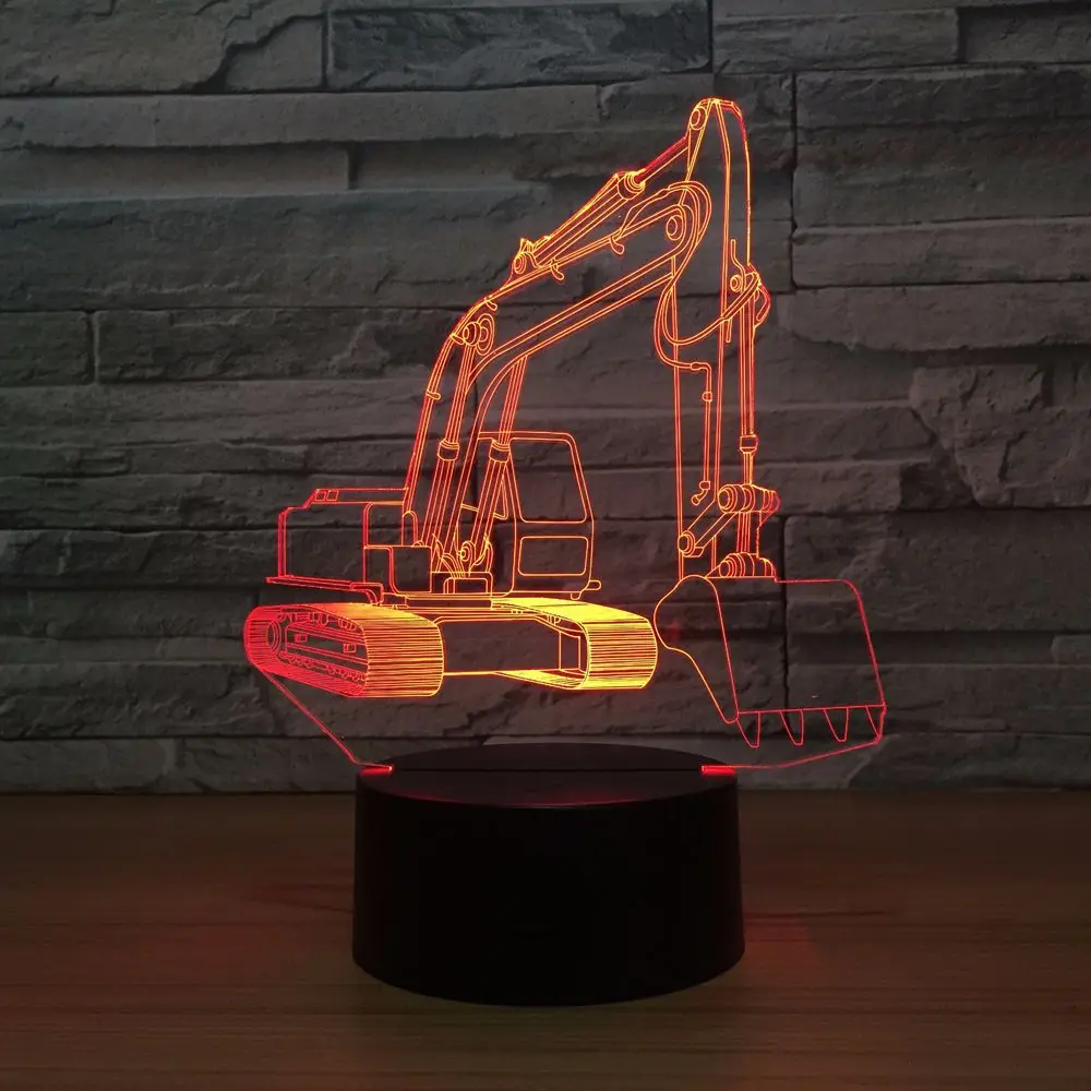 

New Excavator 7 Colors Lamp 3D Visual Led Night Lights For Kids Touch Usb Table Lampara Lampe Sleeping Nightlight Motion Light