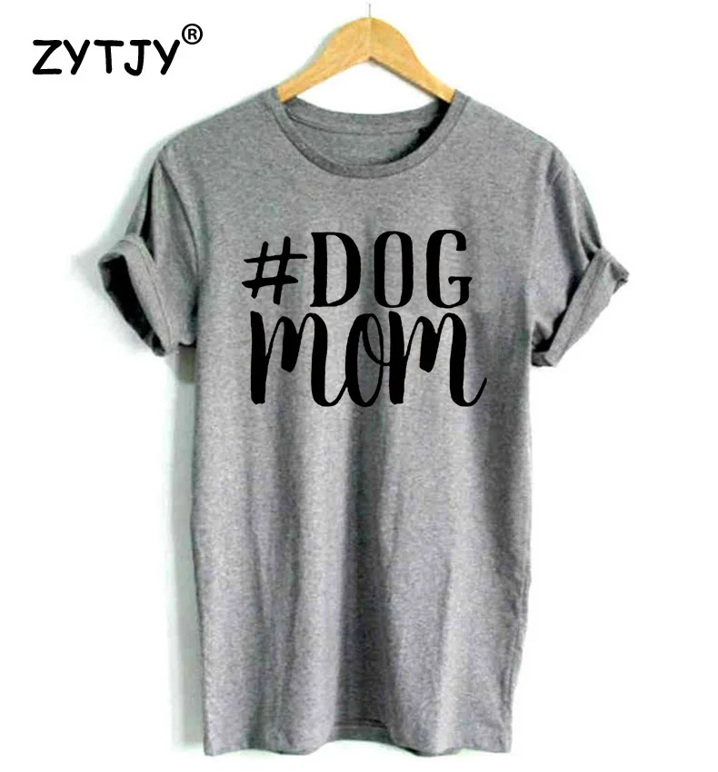 Женская футболка с принтом # DOG MOM хлопковая Повседневная забавная для девушек
