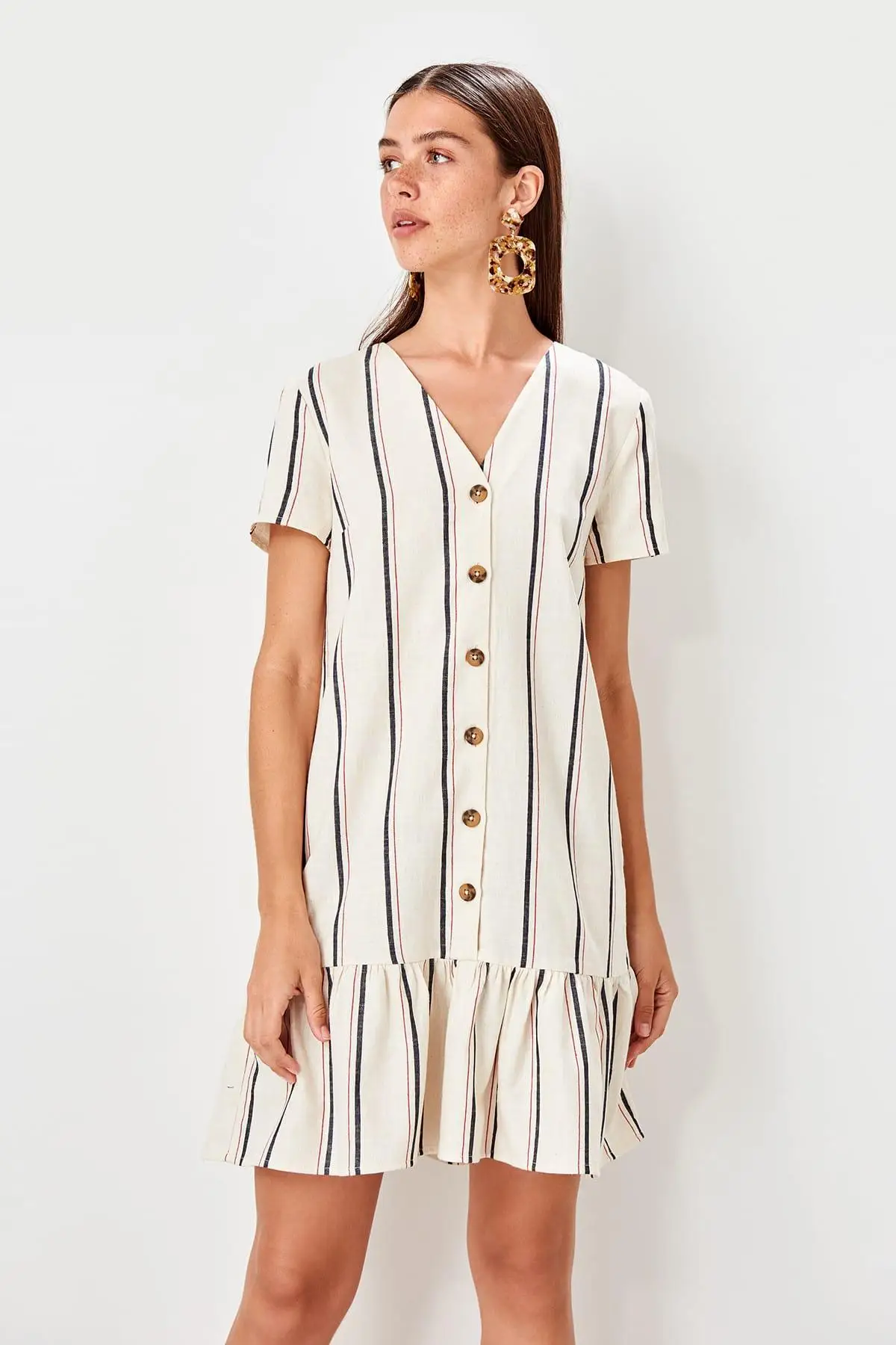 Trendyol Raw White Striped Dress TWOSS19EL0087 | Женская одежда