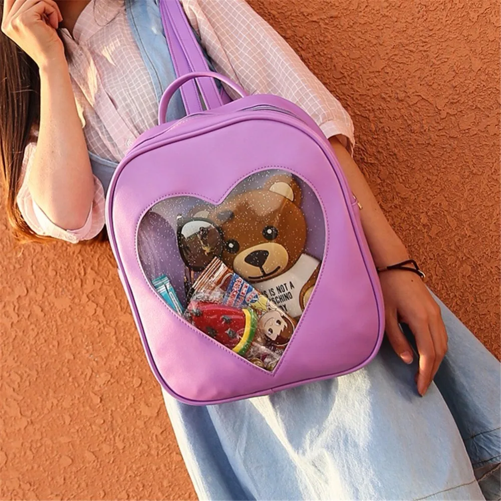 Ita bag DIY милые прозрачные рюкзаки в форме сердца школьные сумки Харадзюку для