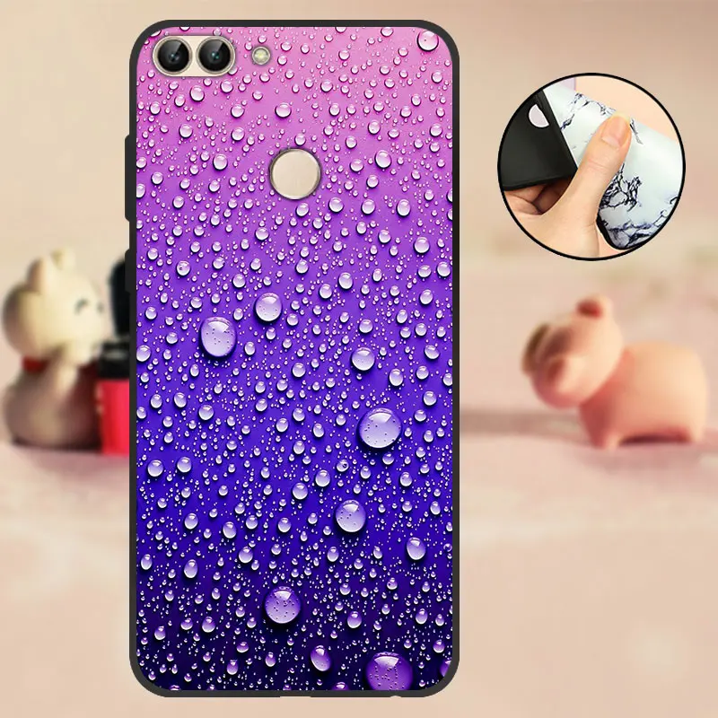 Чехол для Huawei P Smart 2018 черный силиконовый чехол Enjoy 7S мягкая задняя крышка телефона