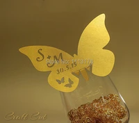 custom wine glass cards table name card gold butterfly place card 20 personalized wedding escort cards
