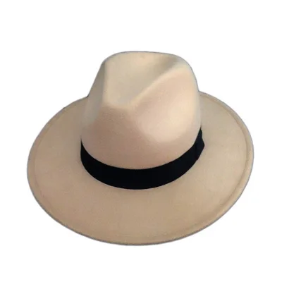 Khaki trilby hat Трилби Горячая Кентукки шляпа котелок классическая мужская с Широкими Полями Фетровая шерсть фетровые шляпы для флоппи Клош Кепка крутая для YY0727 - Цвет: Khaki trilby hat