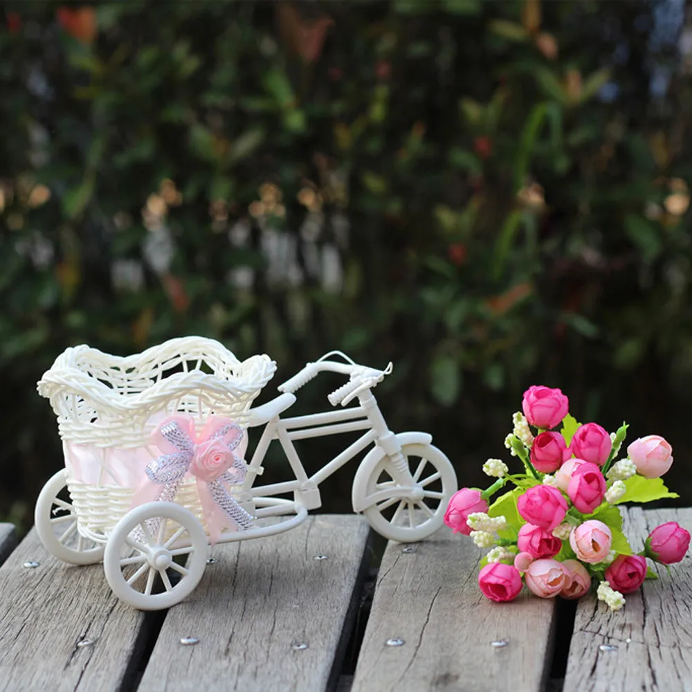 Большой ротанга Цветочная корзина &quotтрехколесный велосипед&quot декоративная