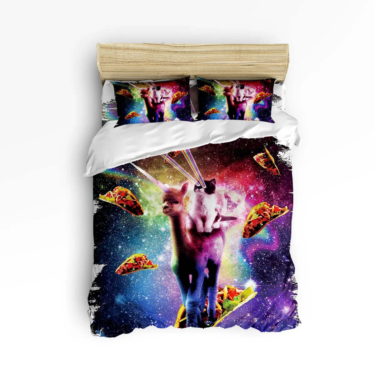 Космический Забавный Комплект постельного белья из 3 предметов с принтом кота