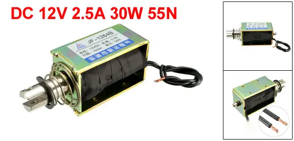 JF-1264B Uxcell 1 шт DC 12/24 V Электромагнит 400mA 9,6/30 W 25/22N 10 мм тянуть Тип Линейное движение Электромагнит - Цвет: JF-1264B