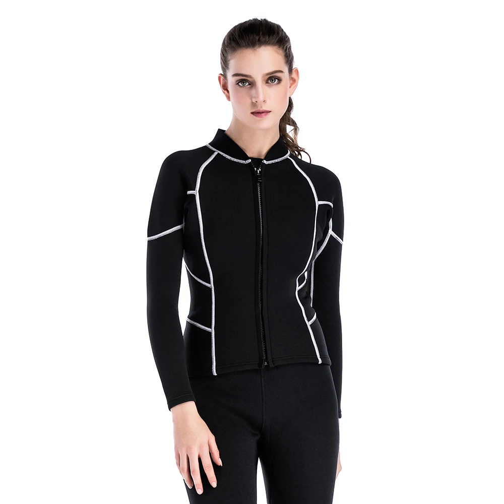 Профессиональный 2 мм Для женщин гидрокостюм Топы Черная куртка с трубкой