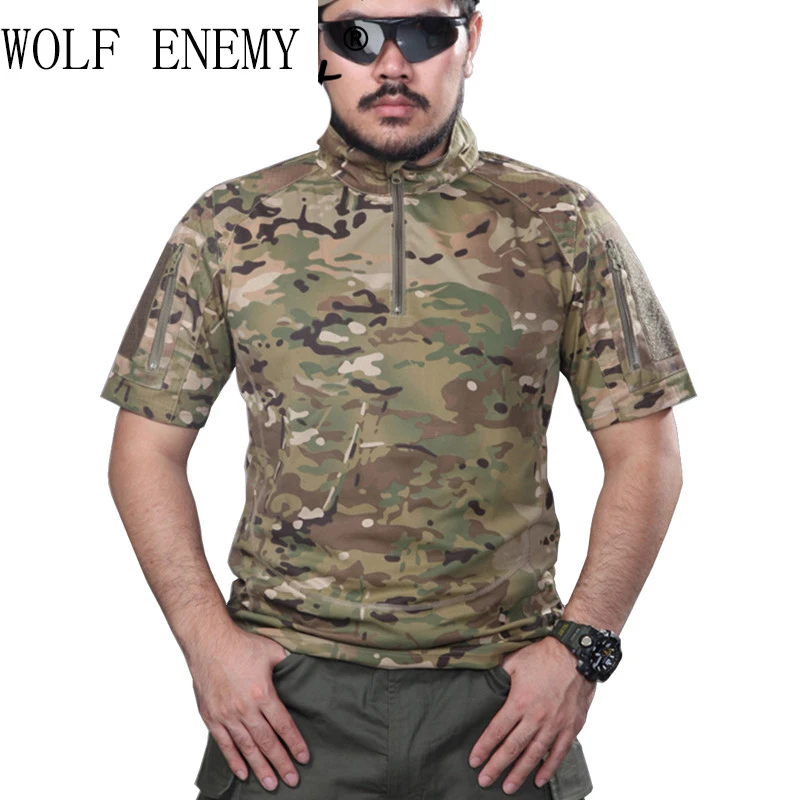 Multicam Tropic Shirt Quickdry  Stand Collar Shirt Outdoor MTP Army Shirt Police T-shirt