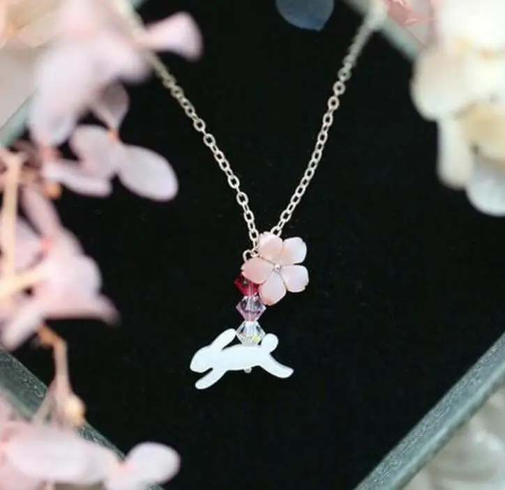 Ожерелье с подвеской в виде ракушки кролика сакуры розовый подарок для