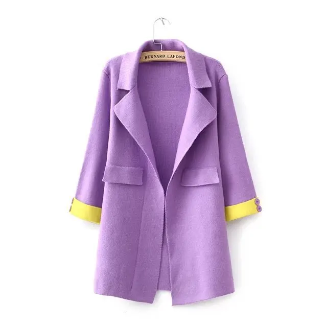 Весенне осенний Небесно Голубой шерстяной свитер зеленый хлопковый кардиган